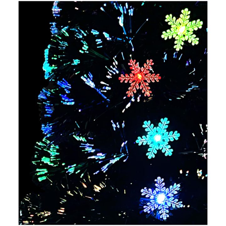 Julgran med LED-snöflingor svart 210 cm fiberoptik vidaXL 210 x 90 cm – bild 5
