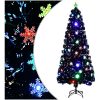 Julgran med LED-snöflingor svart 210 cm fiberoptik vidaXL 210 x 90 cm – miniatyr 1