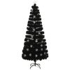 Julgran med LED-snöflingor svart 240 cm fiberoptik vidaXL 240 x 105 cm – miniatyr 2