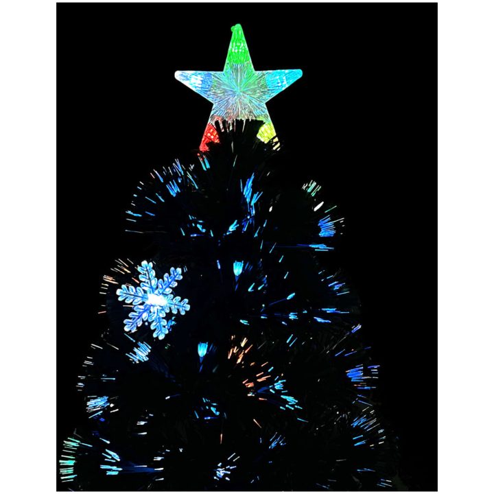 Julgran med LED-snöflingor svart 240 cm fiberoptik vidaXL 240 x 105 cm – bild 4