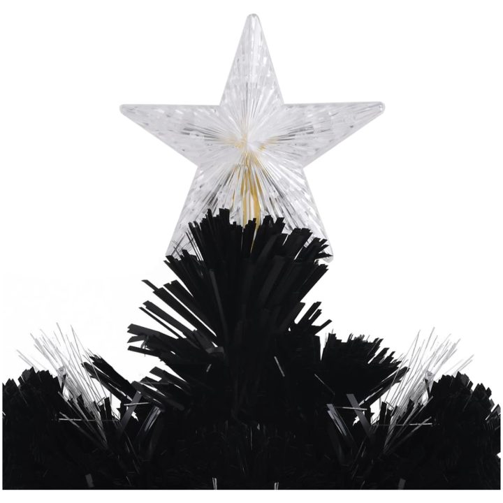 Julgran med LED-snöflingor svart 240 cm fiberoptik vidaXL 240 x 105 cm – bild 7
