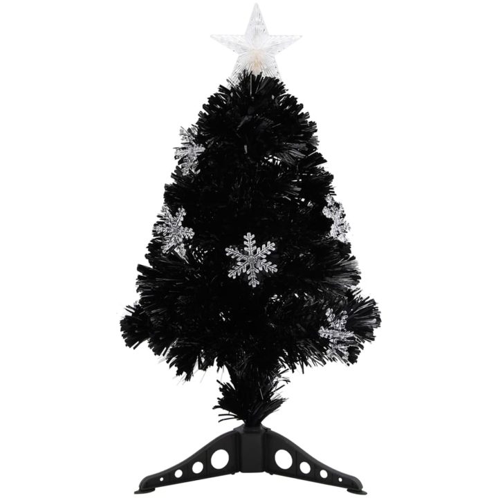 Julgran med LED-snöflingor svart 64 cm fiberoptik vidaXL 64 x 35 cm – bild 2