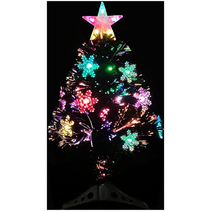 Julgran med LED-snöflingor svart 64 cm fiberoptik vidaXL 64 x 35 cm – bild 3