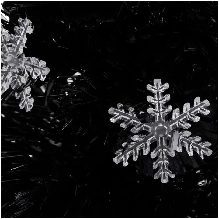 Julgran med LED-snöflingor svart 64 cm fiberoptik vidaXL 64 x 35 cm – bild 4