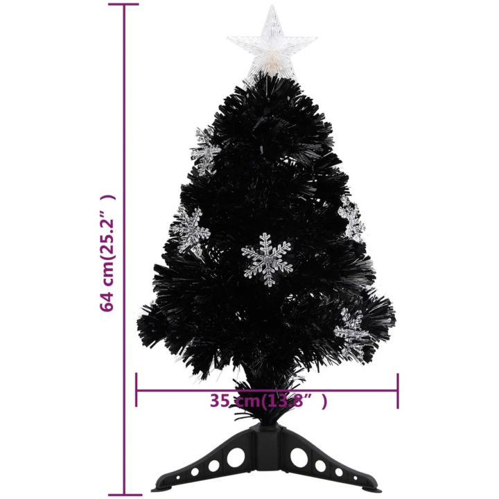 Julgran med LED-snöflingor svart 64 cm fiberoptik vidaXL 64 x 35 cm – bild 9