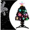 Julgran med LED-snöflingor svart 64 cm fiberoptik vidaXL 64 x 35 cm – miniatyr 1