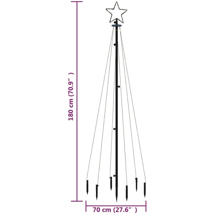 Julgran med markspett 108 kallvita lysdioder 180 cm vidaXL 180 x 70 cm – bild 10