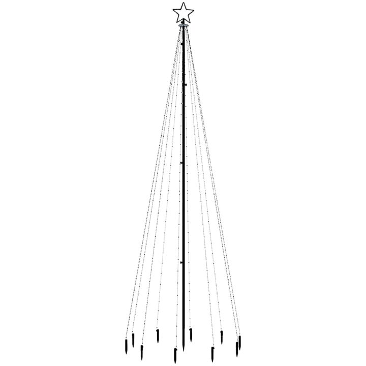 Julgran med markspett 310 färgglada lysdioder 300 cm vidaXL 300 x 100 cm – bild 3
