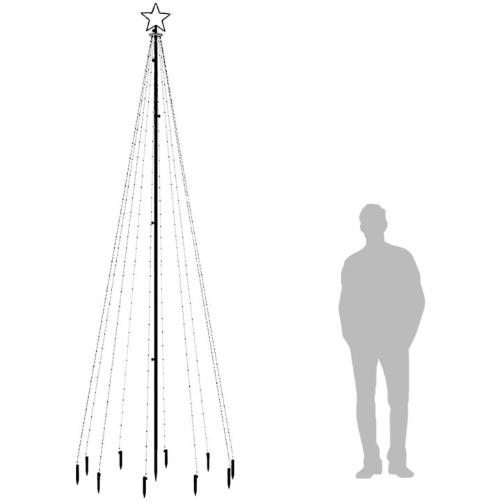 Julgran med markspett 310 varmvita lysdioder 300 cm vidaXL 300 x 100 cm – bild 9