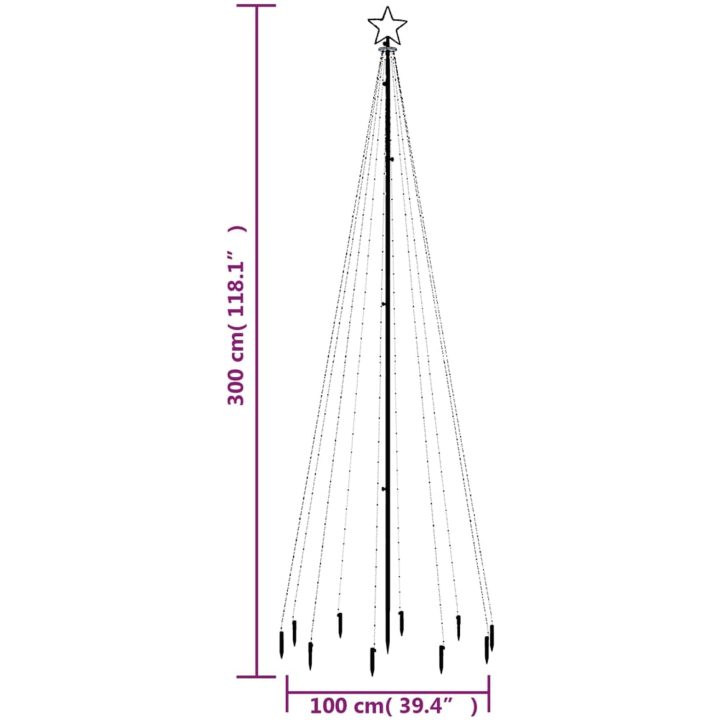 Julgran med markspett 310 varmvita lysdioder 300 cm vidaXL 300 x 100 cm – bild 10