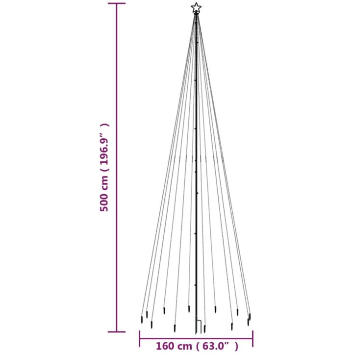 Julgran med markspett 732 blåa lysdioder 500 cm vidaXL 500 x 160 cm – bild 10