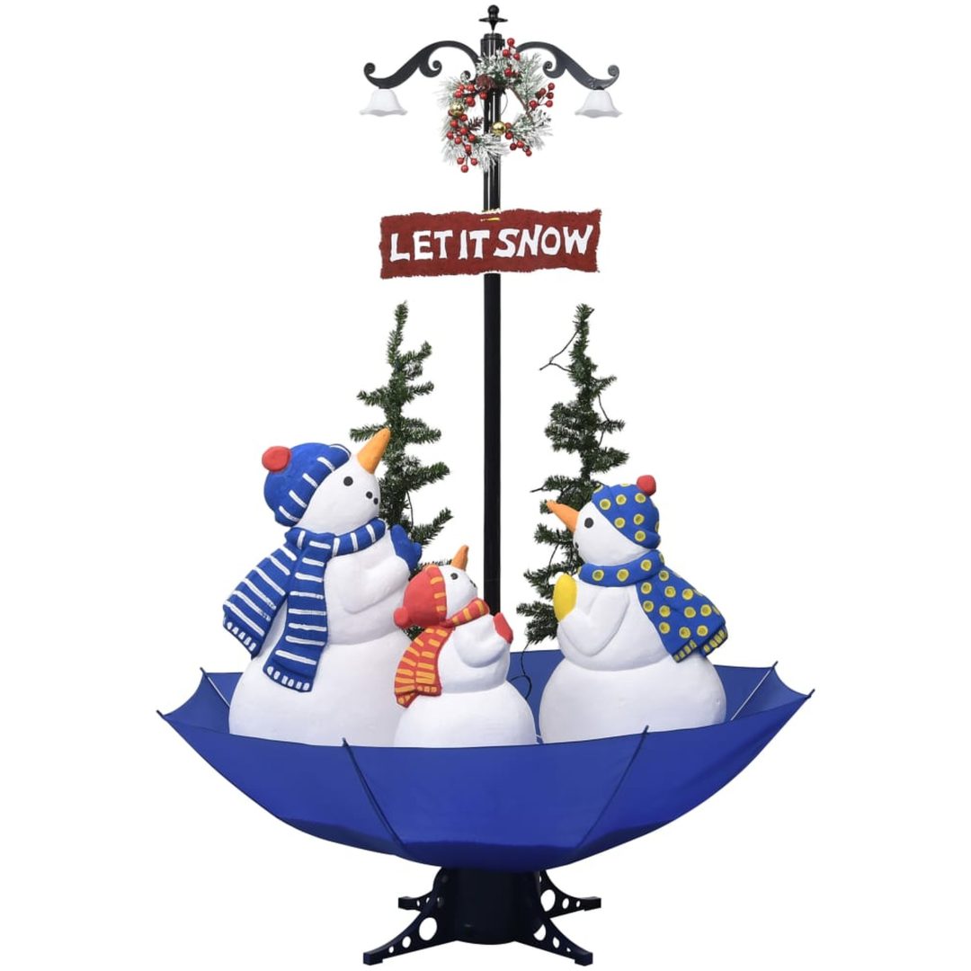 Julgran med snö och paraplybas blå 170 cm PVC vidaXL 170 x 105 cm – bild 2