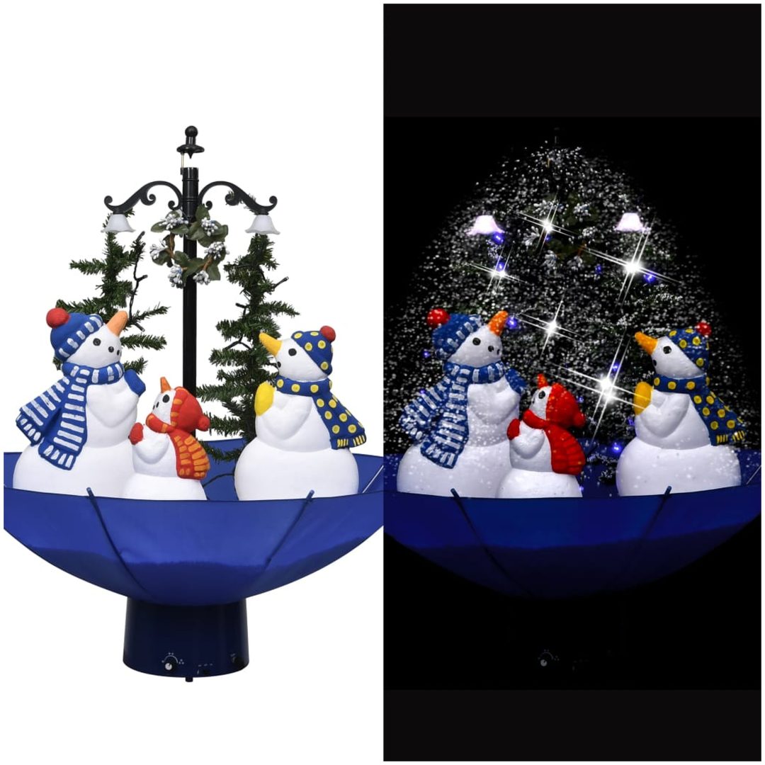 Julgran med snö och paraplybas blå 75 cm PVC vidaXL 75 x 60 cm