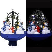 Julgran med snö och paraplybas blå 75 cm PVC vidaXL