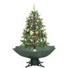 Julgran med snö och paraplybas grön 140 cm vidaXL 140 x 95 cm – miniatyr 2