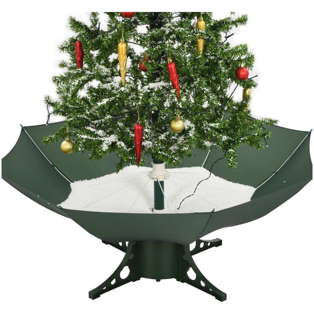 Julgran med snö och paraplybas grön 140 cm vidaXL 140 x 95 cm – bild 7