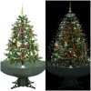 Julgran med snö och paraplybas grön 140 cm vidaXL 140 x 95 cm – miniatyr 1