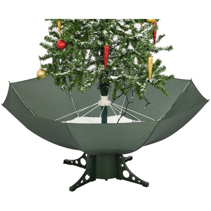 Julgran med snö och paraplybas grön 170 cm vidaXL 170 x 105 cm – bild 7