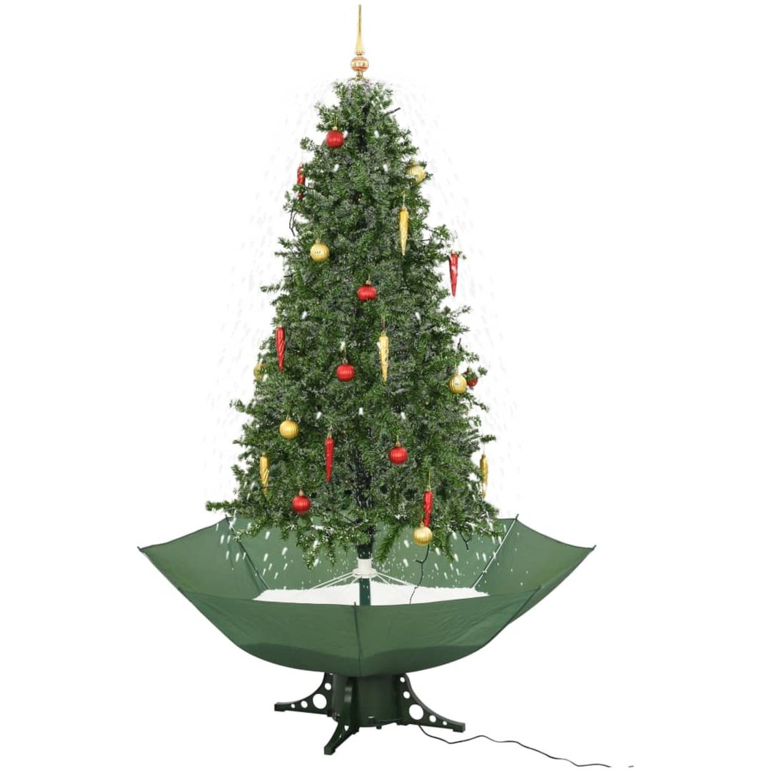 Julgran med snö och paraplybas grön 190 cm vidaXL 190 x 115 cm – bild 2