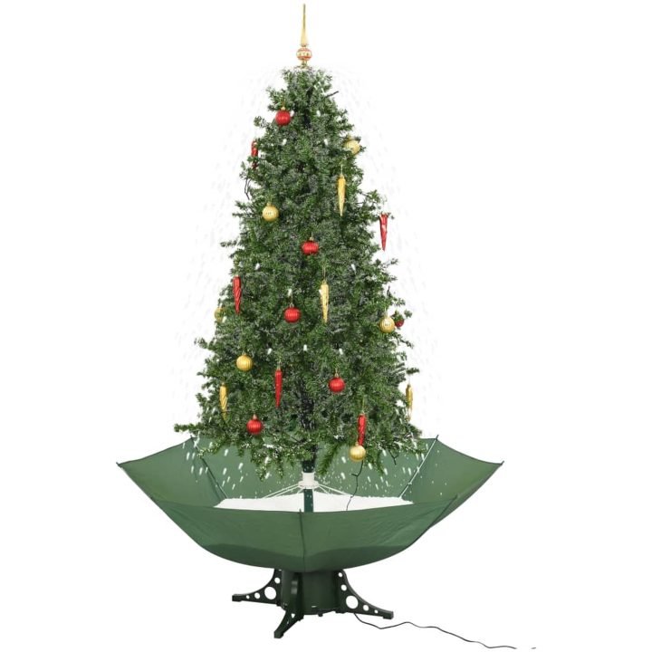 Julgran med snö och paraplybas grön 190 cm vidaXL 190 x 115 cm – bild 2