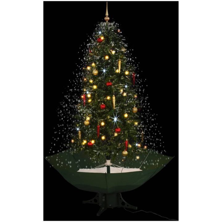Julgran med snö och paraplybas grön 190 cm vidaXL 190 x 115 cm – bild 3