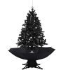 Julgran med snö och paraplybas svart 140 cm PVC vidaXL 140 x 95 cm – miniatyr 2