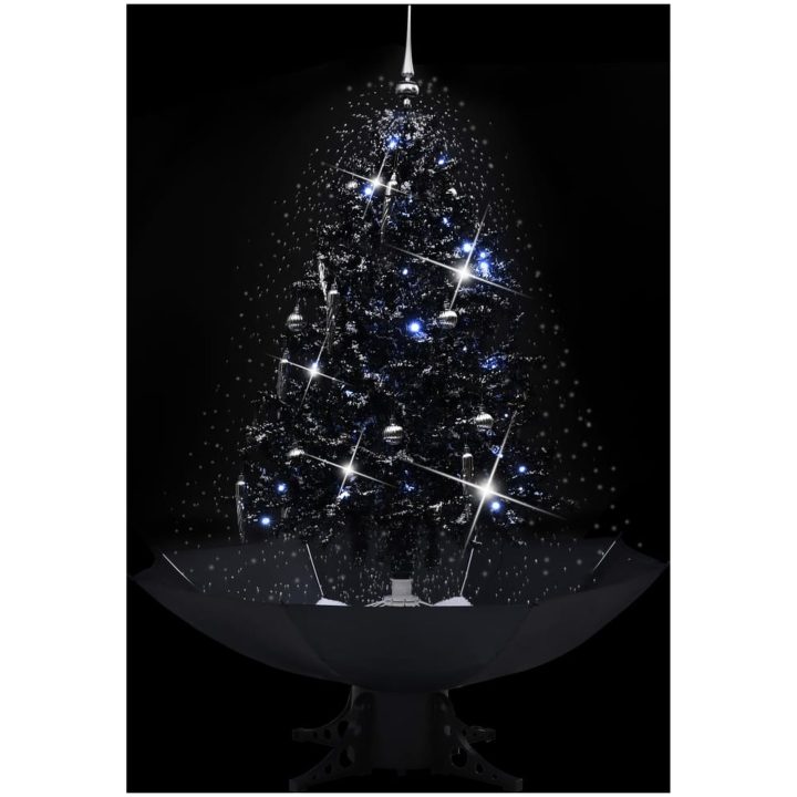 Julgran med snö och paraplybas svart 140 cm PVC vidaXL 140 x 95 cm – bild 3