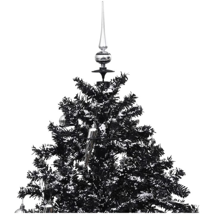 Julgran med snö och paraplybas svart 140 cm PVC vidaXL 140 x 95 cm – bild 4