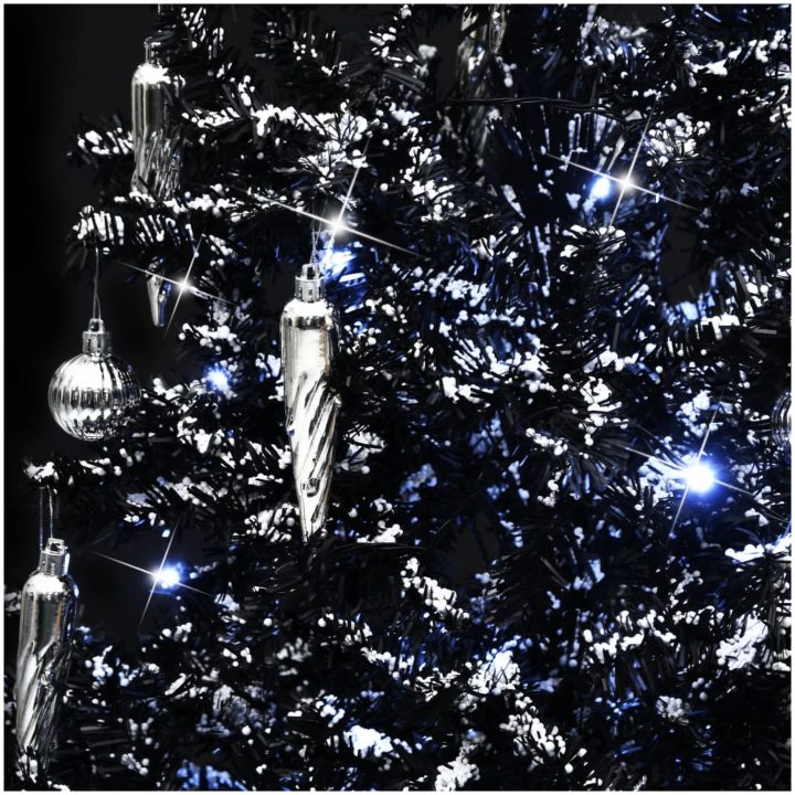 Julgran med snö och paraplybas svart 140 cm PVC vidaXL 140 x 95 cm – bild 7