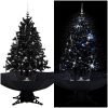 Julgran med snö och paraplybas svart 140 cm PVC vidaXL 140 x 95 cm – miniatyr 1
