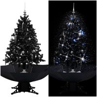 Julgran med snö och paraplybas svart 140 cm PVC vidaXL