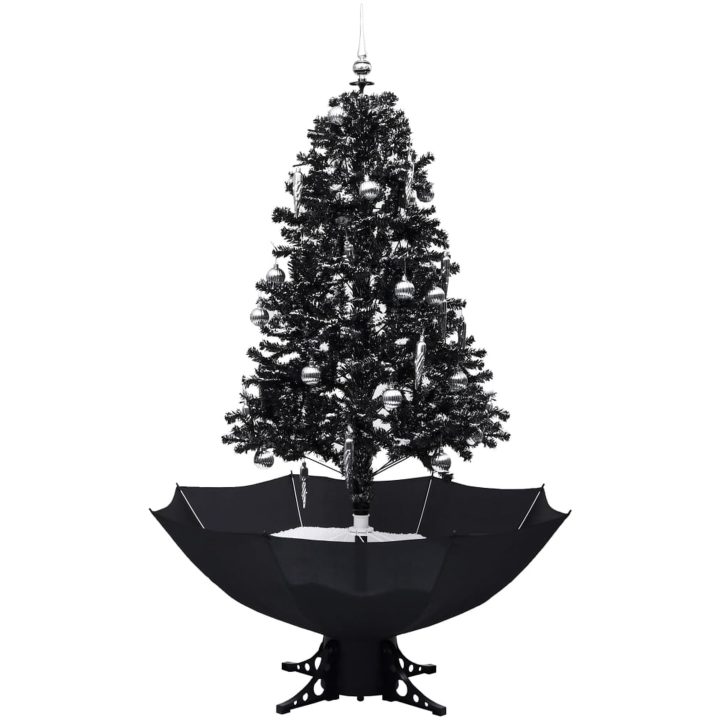 Julgran med snö och paraplybas svart 170 cm PVC vidaXL 170 x 105 cm – bild 2