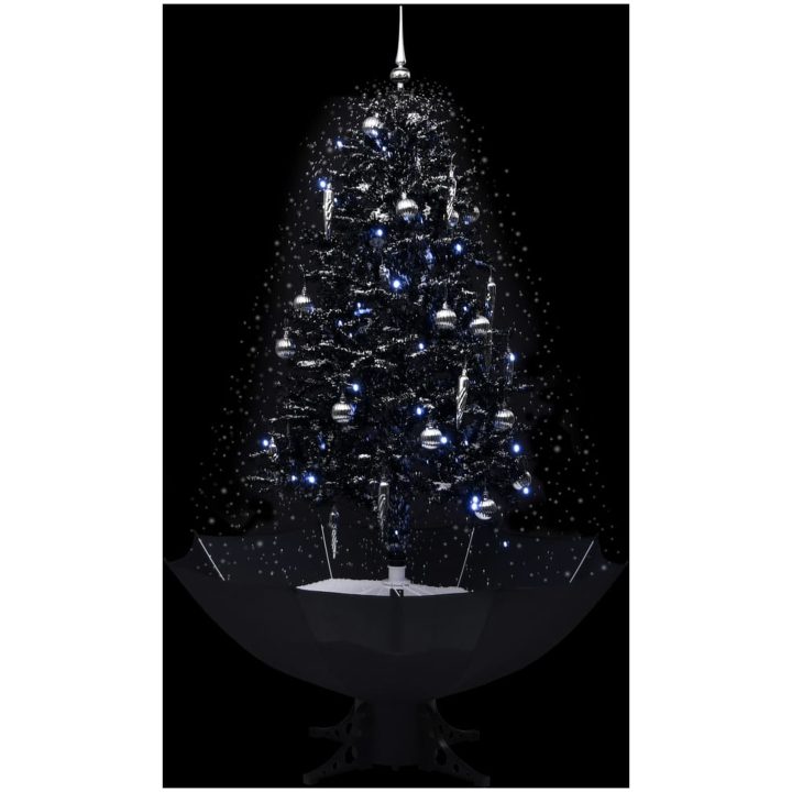 Julgran med snö och paraplybas svart 170 cm PVC vidaXL 170 x 105 cm – bild 3