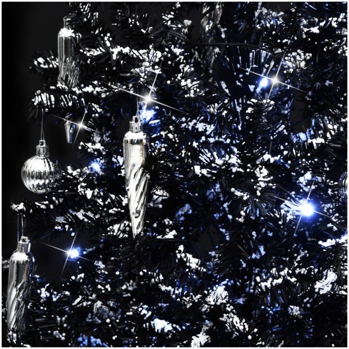 Julgran med snö och paraplybas svart 170 cm PVC vidaXL 170 x 105 cm – bild 7