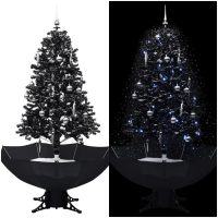 Julgran med snö och paraplybas svart 170 cm PVC vidaXL