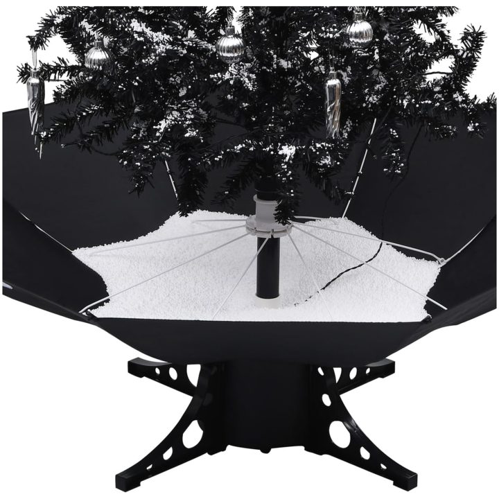 Julgran med snö och paraplybas svart 190 cm PVC vidaXL 190 x 115 cm – bild 5