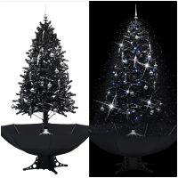 Julgran med snö och paraplybas svart 190 cm PVC vidaXL