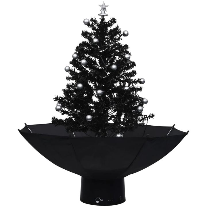 Julgran med snö och paraplybas svart 75 cm PVC vidaXL 75 x 60 cm – bild 2
