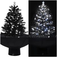 Julgran med snö och paraplybas svart 75 cm PVC vidaXL