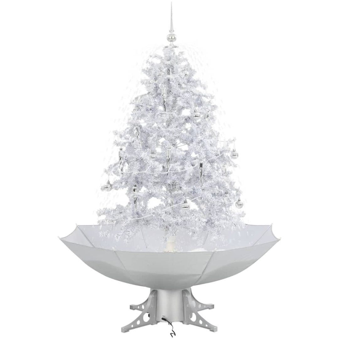 Julgran med snö och paraplybas vit 140 cm vidaXL 140 x 95 cm – bild 2
