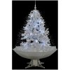Julgran med snö och paraplybas vit 140 cm vidaXL 140 x 95 cm – miniatyr 3