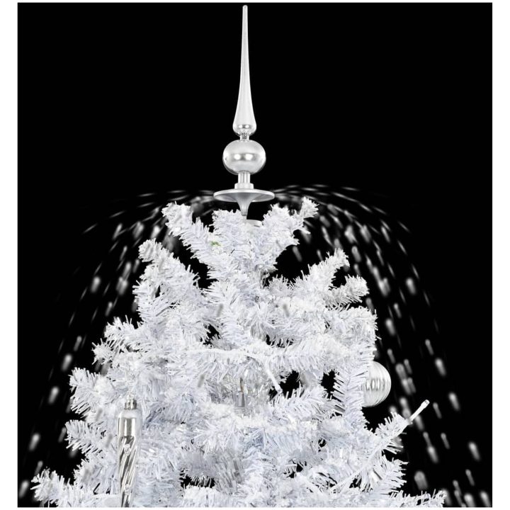 Julgran med snö och paraplybas vit 140 cm vidaXL 140 x 95 cm – bild 6