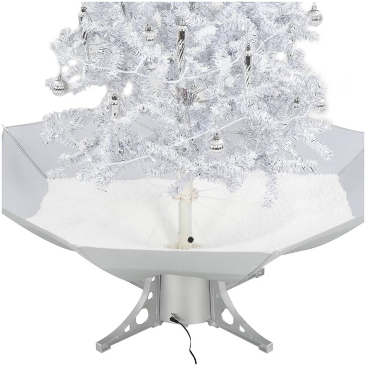 Julgran med snö och paraplybas vit 140 cm vidaXL 140 x 95 cm – bild 8