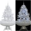 Julgran med snö och paraplybas vit 140 cm vidaXL 140 x 95 cm – miniatyr 1