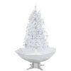 Julgran med snö och paraplybas vit 170 cm vidaXL 170 x 105 cm – miniatyr 2