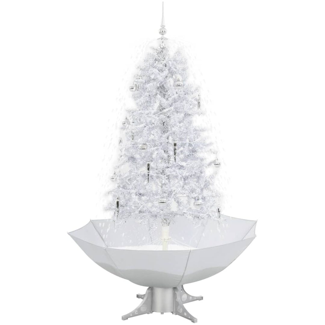 Julgran med snö och paraplybas vit 170 cm vidaXL 170 x 105 cm – bild 2