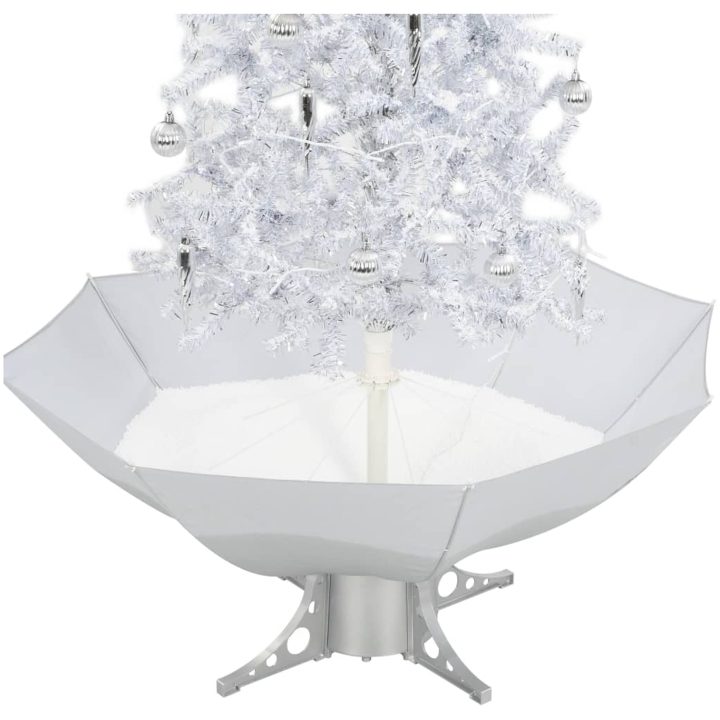 Julgran med snö och paraplybas vit 170 cm vidaXL 170 x 105 cm – bild 7