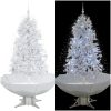 Julgran med snö och paraplybas vit 170 cm vidaXL 170 x 105 cm – miniatyr 1