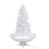 Julgran med snö och paraplybas vit 190 cm vidaXL 190 x 115 cm – miniatyr 2