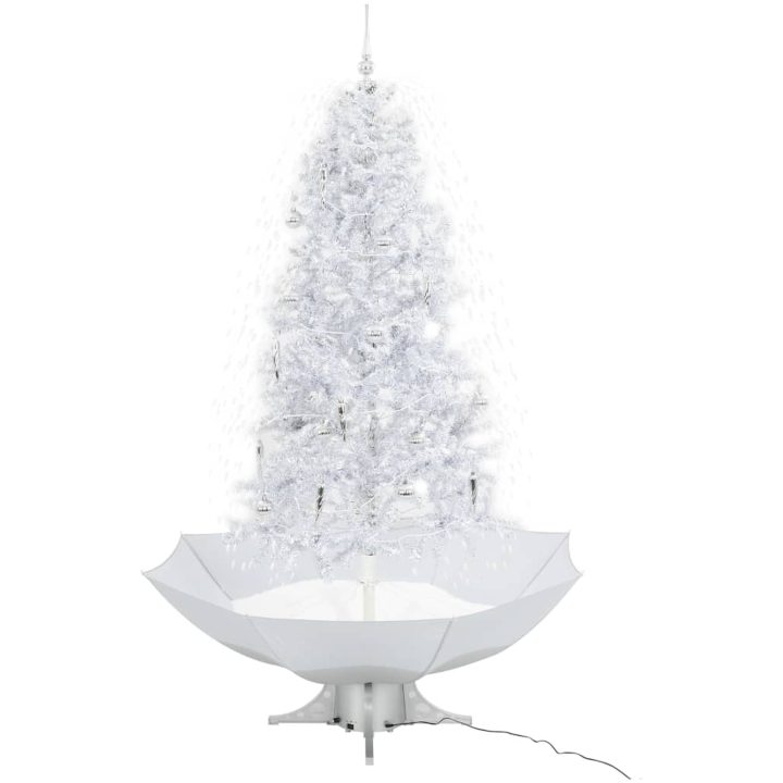 Julgran med snö och paraplybas vit 190 cm vidaXL 190 x 115 cm – bild 2